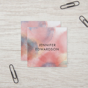 Roze blauwe waterverf splaatstvierkant visitekaart vierkante visitekaartje