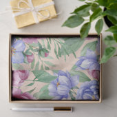 Roze & Blauwe Waterverf Tuinbloemen Decoupage Tissuepapier (Geschenk)