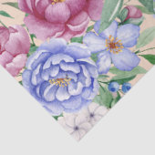 Roze & Blauwe Waterverf Tuinbloemen Decoupage Tissuepapier (Detail)
