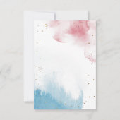 Roze blauwe Waterverf Uitslag Geslacht Bedankkaart (Achterkant)