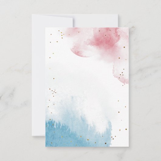 Roze blauwe Waterverf Uitslag Geslacht Bedankkaart (Achterkant)