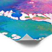 Roze blauwe Waterverf Verf Muziek Opmerking Treble Poster (Hoek)