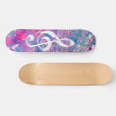 Roze blauwe Waterverf Verf Muziek Opmerking Treble Skateboard (Horizontaal)