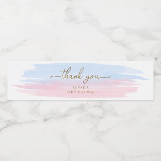 Roze blauwe Waterverf Waterfles Etiket (Enkel label)