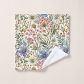Roze Blauwe Waterverf Wildflowers Bad Handdoek (Wasdoekje)