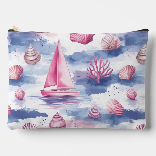 ROZE & BLAUWE WATERVERF ZEEZEILJEEBOOTEN ETUI (Voorkant)