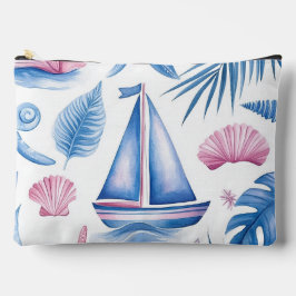 ROZE & BLAUWE WATERVERF Zeilboten & schelpen Etui
