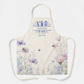 Roze blauwe wilde bloemen bijen schort (Voorkant)
