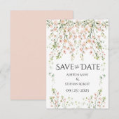 Roze blauwe wilde bloemen Elegant Floral Wedding Save The Date (Voorkant / Achterkant)