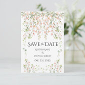 Roze blauwe wilde bloemen Elegant Floral Wedding Save The Date (Staand voorkant)