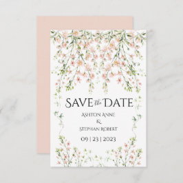 Roze blauwe wilde bloemen Elegant Floral Wedding Save The Date