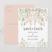 Roze blauwe wilde bloemen Elegant Floral Weduwen s Aankondigingskaart (Voorkant / Achterkant)