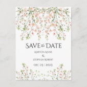 Roze blauwe wilde bloemen Elegant Floral Weduwen s Aankondigingskaart (Voorkant)