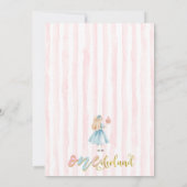 Roze Blauwe Wildflower Alice Onederland 1e verjaar Kaart (Achterkant)