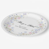 Roze & Blauwe Wildflower Jongen of Meisje Geslacht Papieren Bordje (Gekanteld)