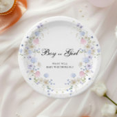 Roze & Blauwe Wildflower Jongen of Meisje Geslacht Papieren Bordje