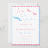 Roze & Blauwe Wimpers Of Staches Geslachtsonthulli Kaart (Voorkant)