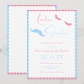 Roze & Blauwe Wimpers Of Staches Geslachtsonthulli Kaart (Voorkant / Achterkant)