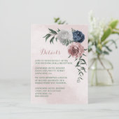 roze blauwe witte florale details informatiekaartje (Staand voorkant)