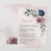 roze blauwe witte florale details informatiekaartje (Voorkant / Achterkant)