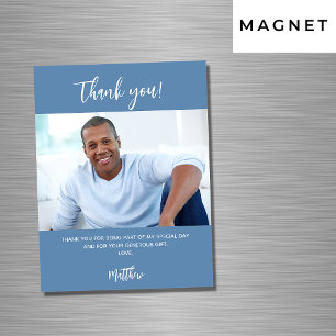 Roze blauwe witte foto bedankt je magneet