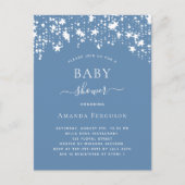 Roze blauwe witte sterren baby shower uitnodiging briefkaart (Voorkant)