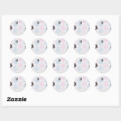 roze blauwe witte vouw ronde sticker (Vel)