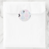 roze blauwe witte vouw ronde sticker (Tas)