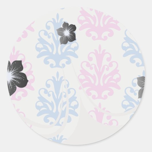 roze blauwe witte vouw ronde sticker (Voorkant)