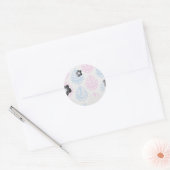 roze blauwe witte vouw ronde sticker (Envelop)