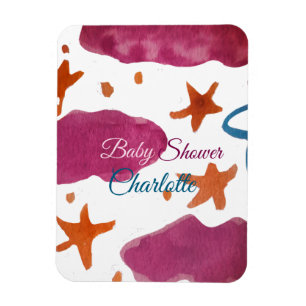 Roze blauwe wolken baby shower naam toevoegen wate magneet