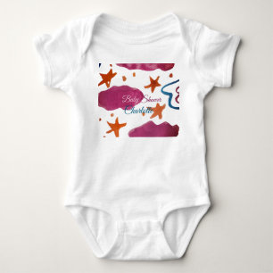 Roze blauwe wolken baby shower naam toevoegen wate romper