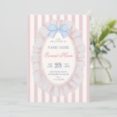Roze Blauwe zachte pastel lint Kaart (Staand voorkant)