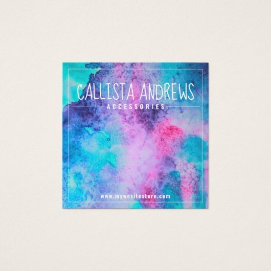 Roze blauwe zalige Waterverf die Display Kaart ver (Voorkant)