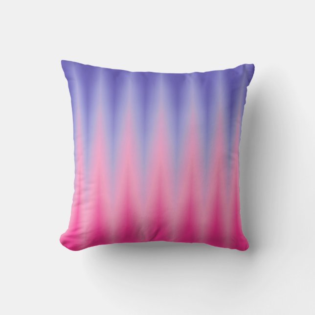Roze blauwe ZigZag Ikat Print Kussen (Voorkant)