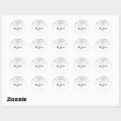 Roze blauwe zilvergliter ronde sticker (Vel)