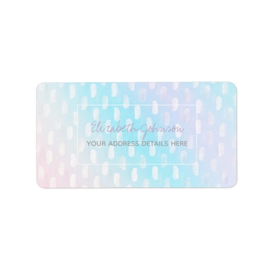 Roze blauwe zilverpenseelstreken etiket (Voorkant)