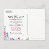 Roze Blauwe Zomer Bloemen Save the Date Aankondigingskaart (Achterkant)