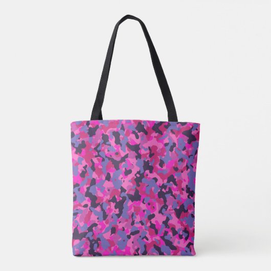 Roze blauwe zwarte Camouflage Camo Pattern Canvas  Tote Bag (Achterkant)