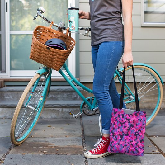 Roze blauwe zwarte Camouflage Camo Pattern Canvas  Tote Bag