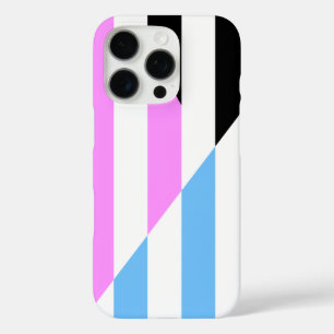 Roze, blauwe, zwarte en witte strepen iPhone 16 pro hoesje