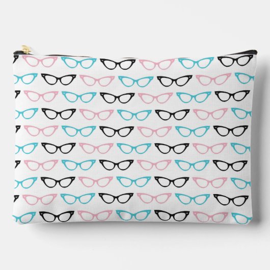 ROZE BLAUWE ZWARTE KATTEN OOGBRIL ETUI (Voorkant)