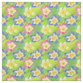 roze blauwgele primroses stof (Swatch)