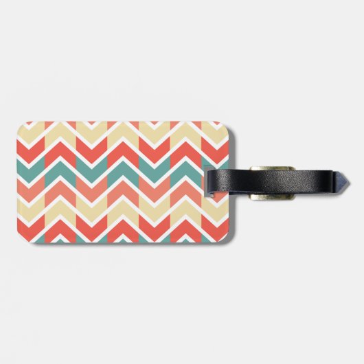 Roze blauwgeometrisch ontwerp Abstract zigzag patr Bagagelabel (Achterkant horizontaal)