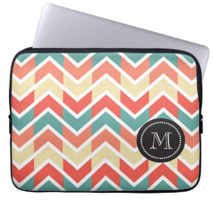 Roze blauwgeometrisch ontwerp Abstract zigzag patr Laptop Sleeve