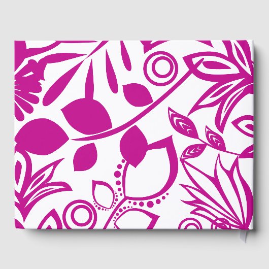 Roze blauwgrijs Floral Patroonboek Gastenboek (Achterkant)