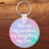 Roze Blauwgroen aangepaste naam Zachte kleuren Wat Sleutelhanger (Achterkant)