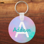 Roze Blauwgroen aangepaste naam Zachte kleuren Wat Sleutelhanger (Voorkant)