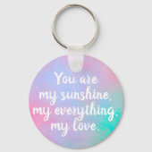 Roze Blauwgroen aangepaste naam Zachte kleuren Wat Sleutelhanger (Achterkant)