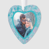 Roze Blauwgroen Abstracte foto van de Valentijn va Ornament (voorkant)